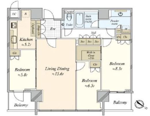 THE ROPPONGI TOKYO CLUB RESIDENCE　36F1号室　間取り