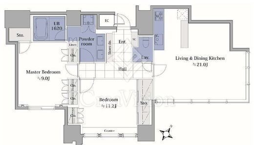 THE ROPPONGI TOKYO CLUB RESIDENCE　33F6号室　間取り