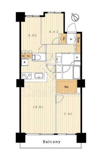 シティタワー品川　33F2号室　間取り