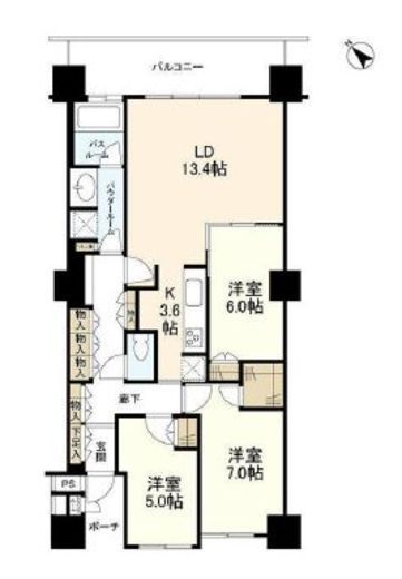シティタワー品川　5F1号室　間取り