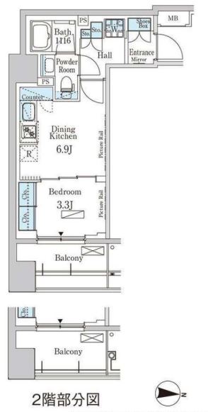 パークアクシス神楽坂・早稲田通り　1306号室　間取り