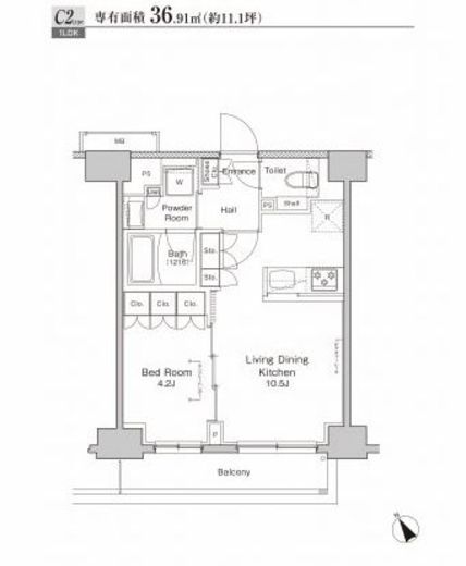 プラウドフラット渋谷富ヶ谷　311号室　間取り