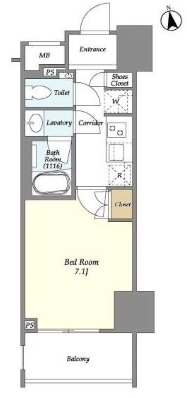 ルジェンテ新宿御苑前　1402号室　間取り