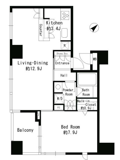 パークルージュ赤坂檜町　1004号室　間取り