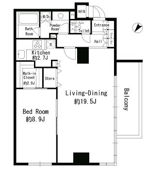 パークルージュ赤坂檜町　1401号室　間取り