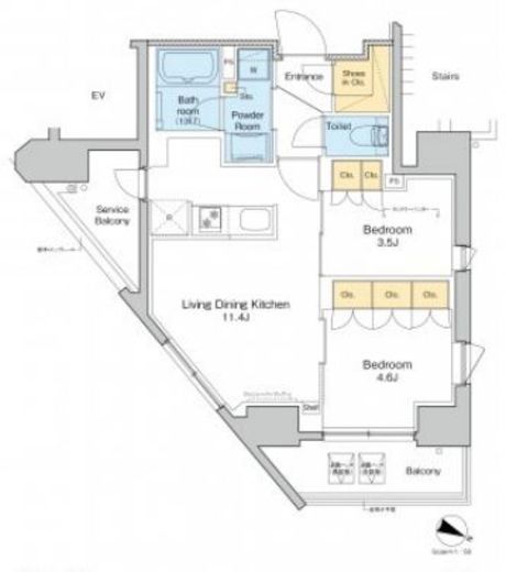 プラウドフラット渋谷笹塚　1104号室　間取り