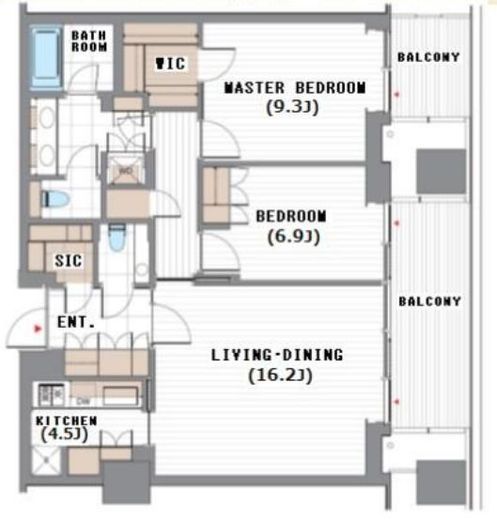 虎ノ門ヒルズレジデンシャルタワー　1904号室　間取り