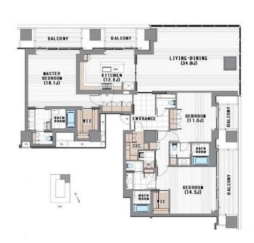 虎ノ門ヒルズレジデンシャルタワー　4101号室　間取り