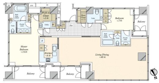 虎ノ門ヒルズレジデンシャルタワー　2909号室　間取り