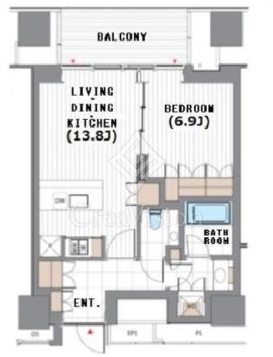 虎ノ門ヒルズレジデンシャルタワー　1314号室　間取り
