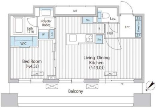 バウスフラッツ日本橋浜町　1002号室　間取り