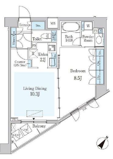 オーキッドレジデンス六本木　1003号室　間取り
