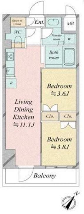 レジディア中目黒Ⅲ　903号室　間取り