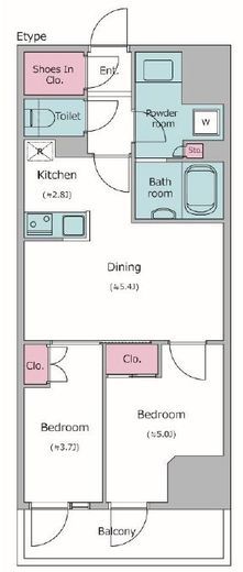 レジディア中目黒Ⅲ　404号室　間取り