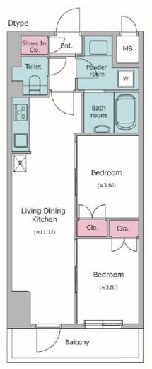 レジディア中目黒Ⅲ　903号室　間取り