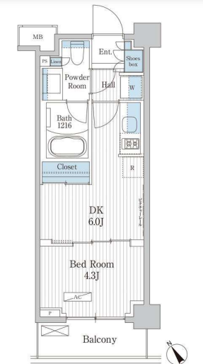 パークアクシス門前仲町テラス　520号室　間取り