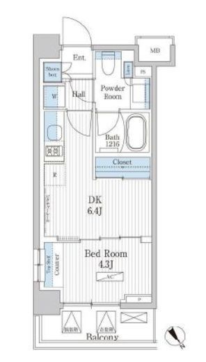 パークアクシス門前仲町テラス　322号室　間取り