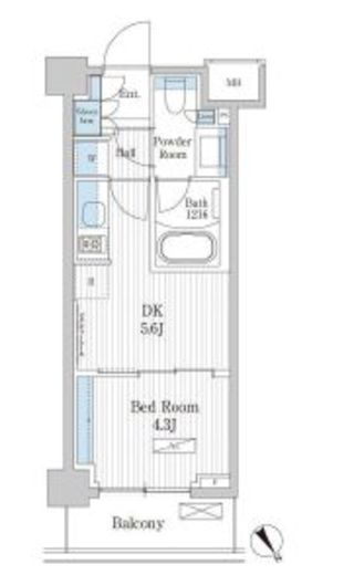 パークアクシス門前仲町テラス　331号室　間取り