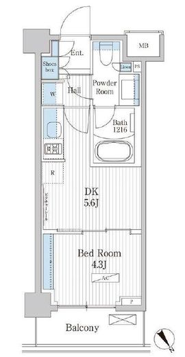 パークアクシス門前仲町テラス　334号室　間取り