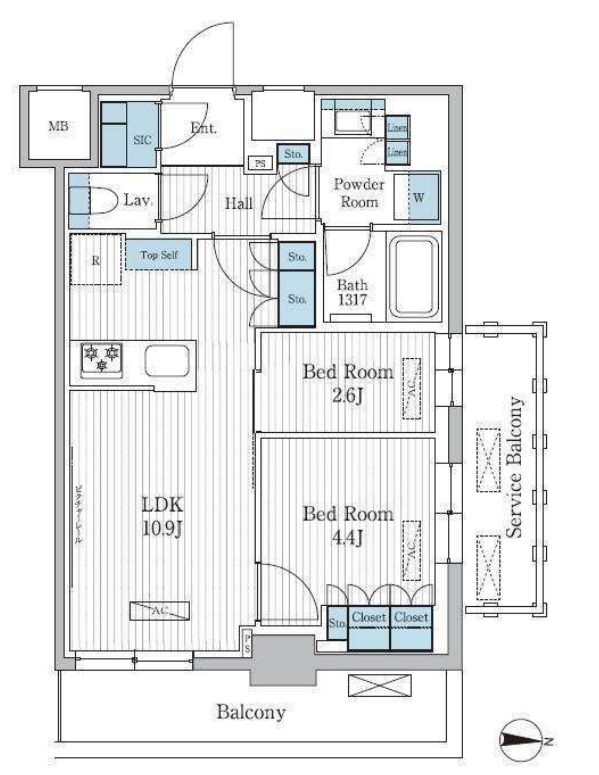 パークアクシス東陽町レジデンス　1116号室　間取り