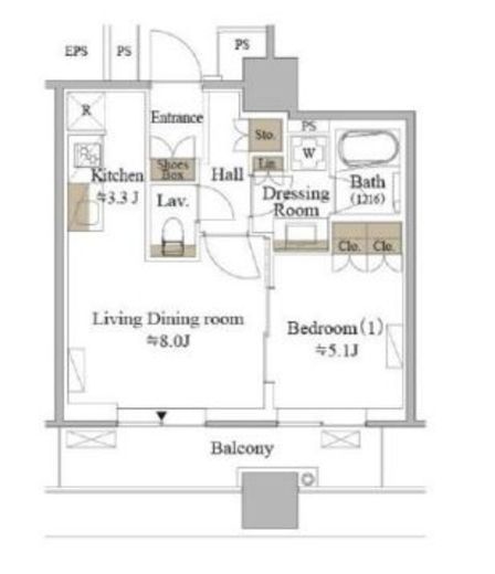 目黒MARCレジデンスタワー　1605号室　間取り