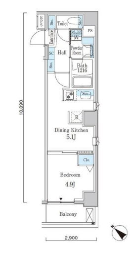 アヴェルーナ月島　604号室　間取り