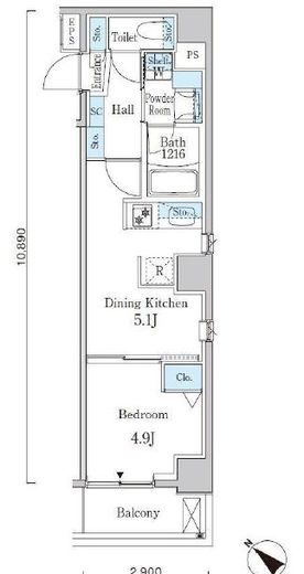 アヴェルーナ月島　604号室　間取り