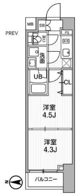 シーフォルム西小山　404号室　間取り
