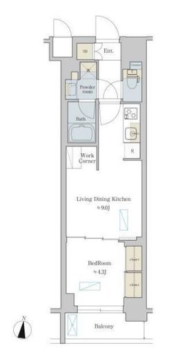 ブリリアイスト渋谷本町　504号室　間取り