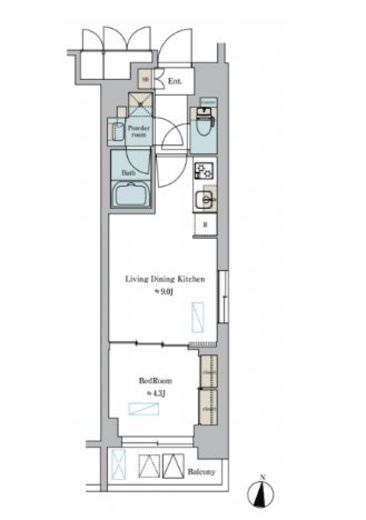 ブリリアイスト渋谷本町　705号室　間取り