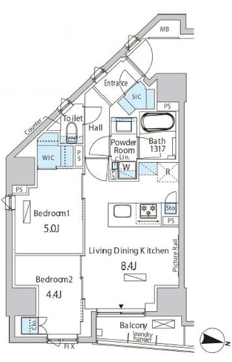 バウスフラッツ品川キャナルサイド　1104号室　間取り