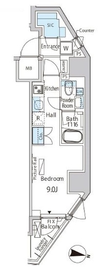 バウスフラッツ品川キャナルサイド　1201号室　間取り