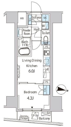 バウスフラッツ品川キャナルサイド　1503号室　間取り