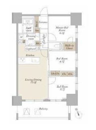 ライトテラス新宿御苑　1402号室　間取り