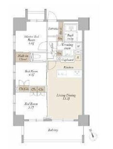 ライトテラス新宿御苑　1801号室　間取り