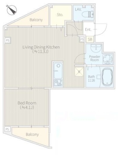 NONA PLACE渋谷富ヶ谷Annex (ノナプレイス渋谷富ヶ谷アネックス)　401号室　間取り