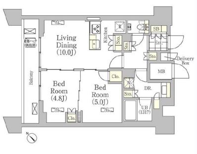 メゾンカルム日本橋馬喰町　1202号室　間取り