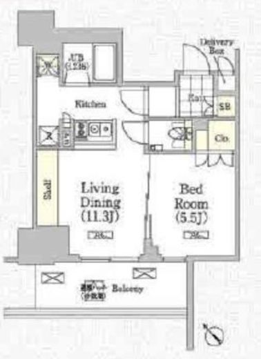 メゾンカルム日本橋馬喰町　1007号室　間取り