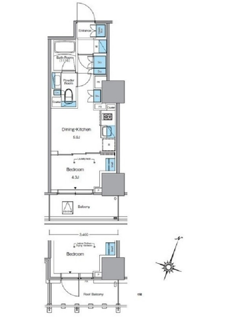 ルフォンプログレ渋谷ヒルトップ　1402号室　間取り