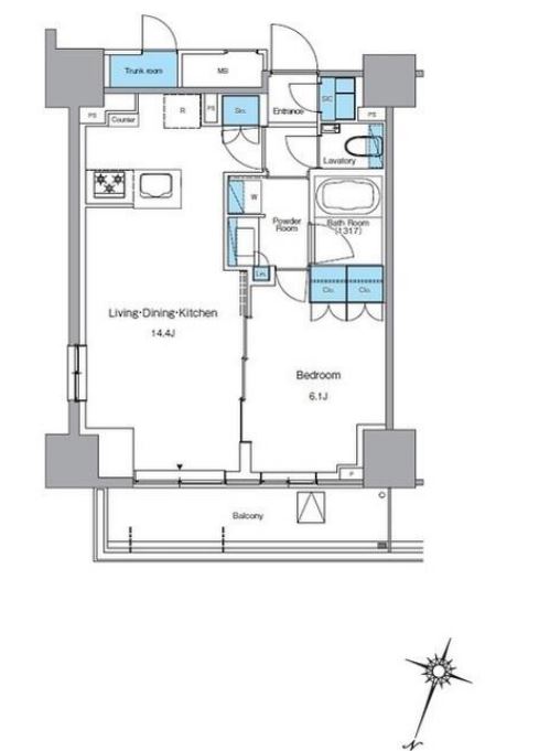 ルフォンプログレ渋谷ヒルトップ　1804号室　間取り