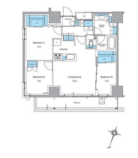 ルフォンプログレ渋谷ヒルトップ　1505号室　間取り