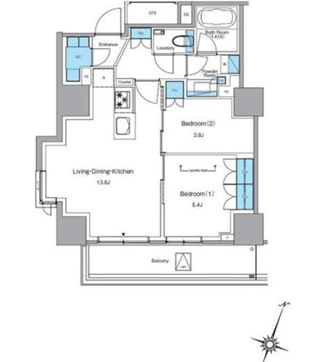 ルフォンプログレ渋谷ヒルトップ　1601号室　間取り