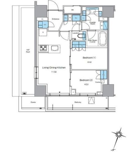 ルフォンプログレ渋谷ヒルトップ　1704号室　間取り