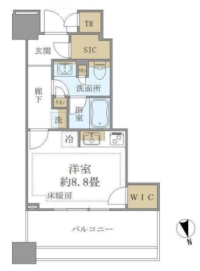 白金ザ・スカイ　W620号室　間取り