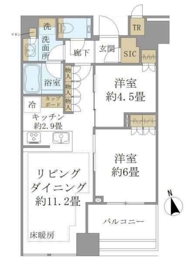 白金ザ・スカイ　W905号室　間取り