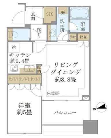 白金ザ・スカイ　W623号室　間取り