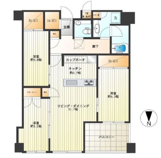 白金ザ・スカイ　20F1号室　間取り