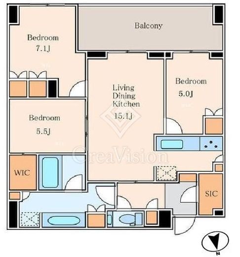 白金ザ・スカイ　E12F1号室　間取り
