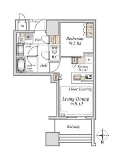 白金ザ・スカイ　E1322号室　間取り