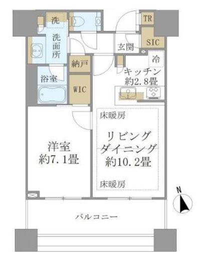 白金ザ・スカイ　E1806号室　間取り